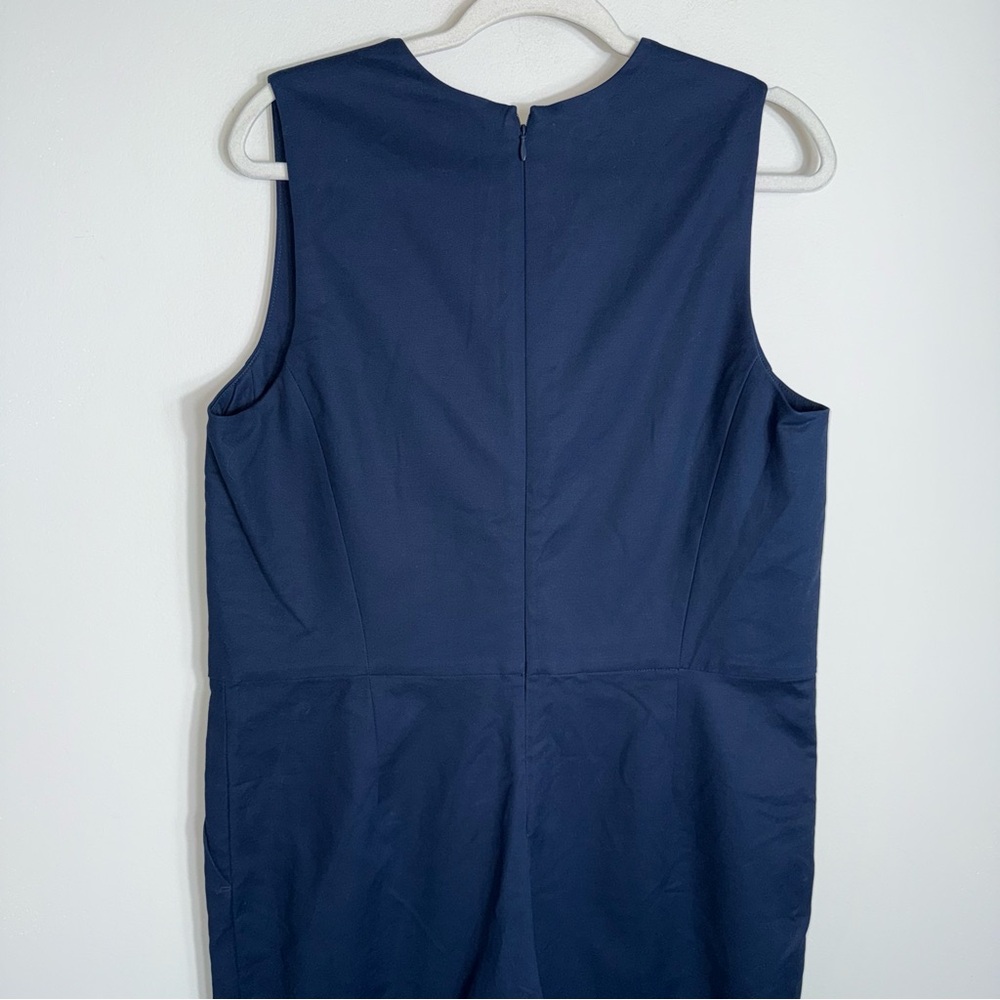 Everlane Sleeveless V-Neck Jumpsuit-Pockets-Navy Blue-Cotton Blend-Size 12-NWT - Picture 8 of 11